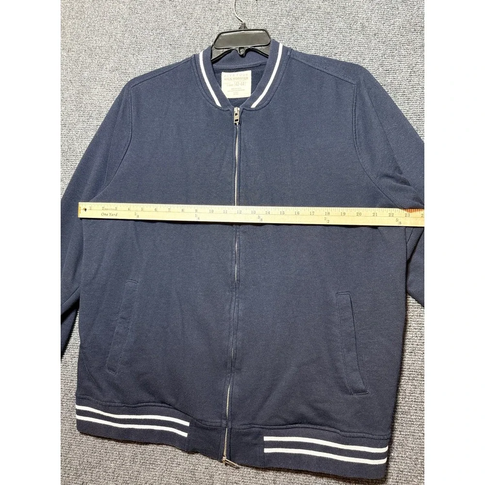 Five Four Nick Wooster Bomber Jacket Mens XL Navy Blue Excellent Full Zip Ribbed